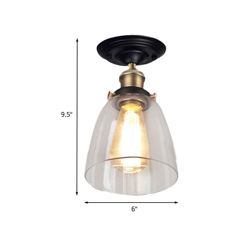 Luminaire à une ampoule, luminaire semi-encastré en verre transparent, cône vintage, en laiton antique, pour couloir