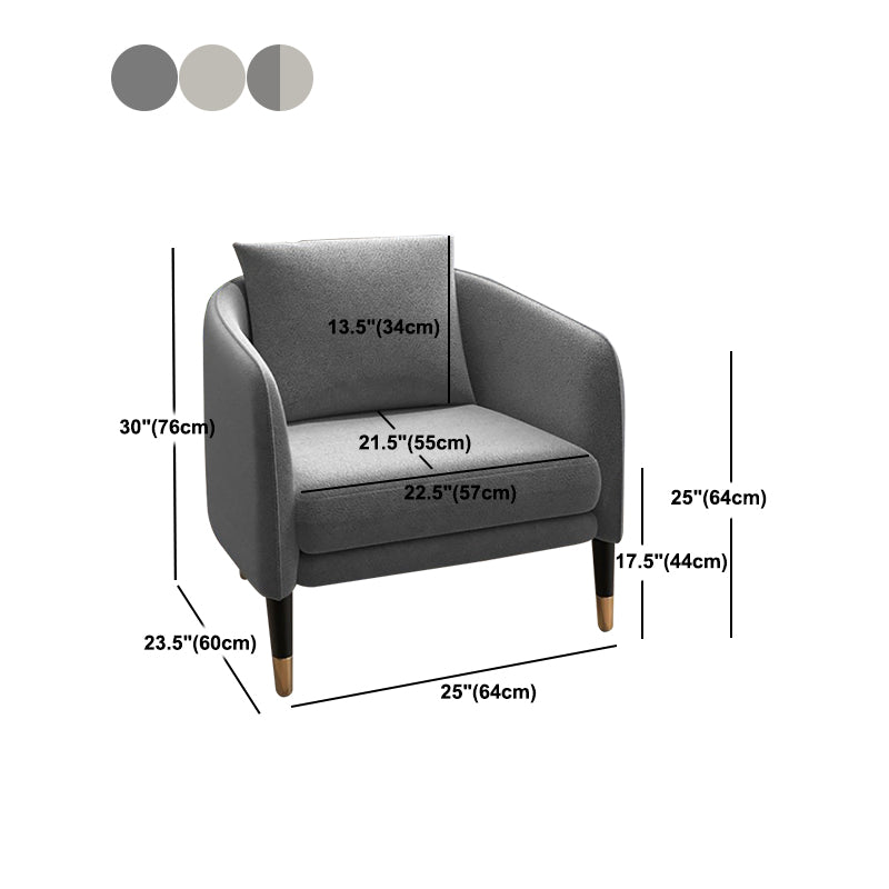 Linen 25.19" Wide Barrel Chair Arms Included Chair with Basic Four Leg