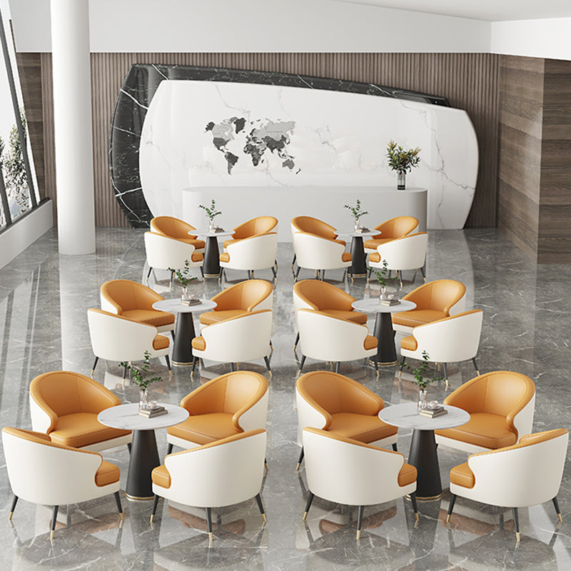 23.62" Wide Arm Chair Faux Leather Recessed Arms Accent Chair