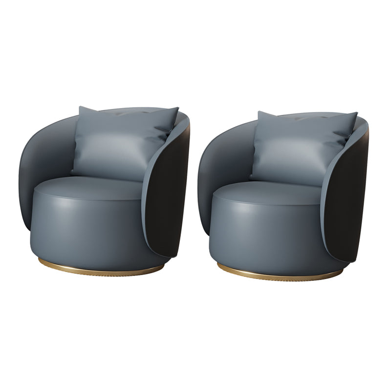 Faux Leather Arm Chair 30.70" High Recessed Arms Accent Chair