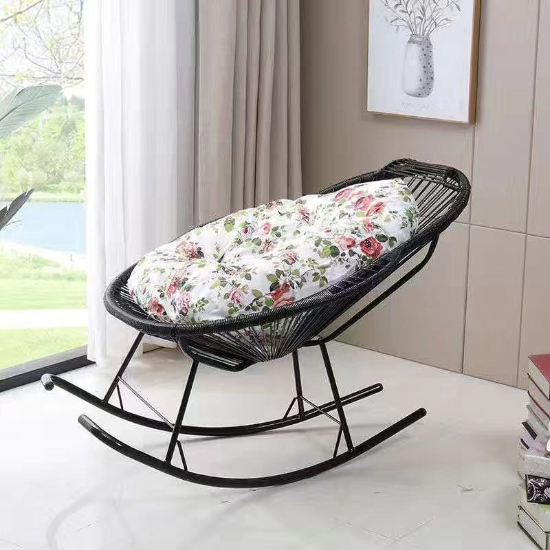 Contemporary Rocking Chair Wicker Wing Chair Back Solid Color Indoor Rocking Chair