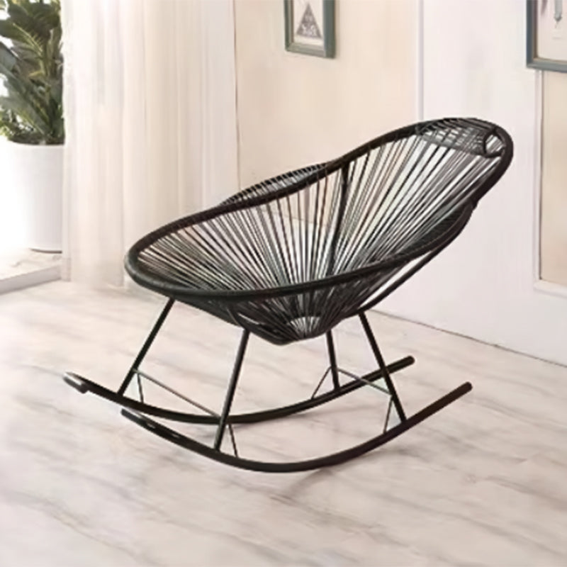 Contemporary Rocking Chair Wicker Wing Chair Back Solid Color Indoor Rocking Chair