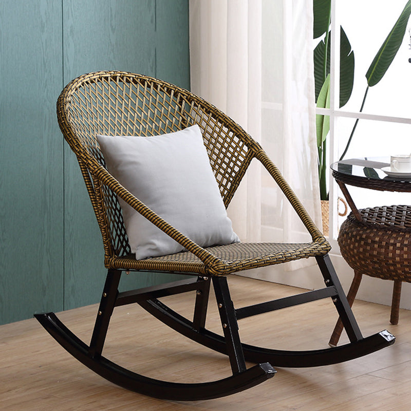 Rattan Rocker Chair Mid-Century Modern Rocking Chair with Gray Frame