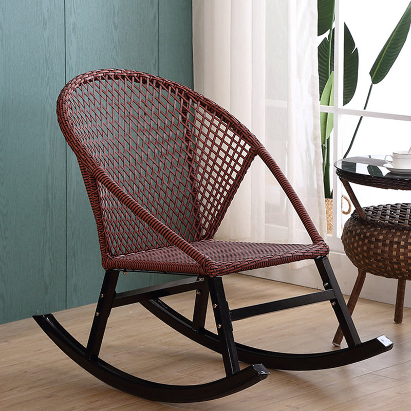 Rattan Rocker Chair Mid-Century Modern Rocking Chair with Gray Frame
