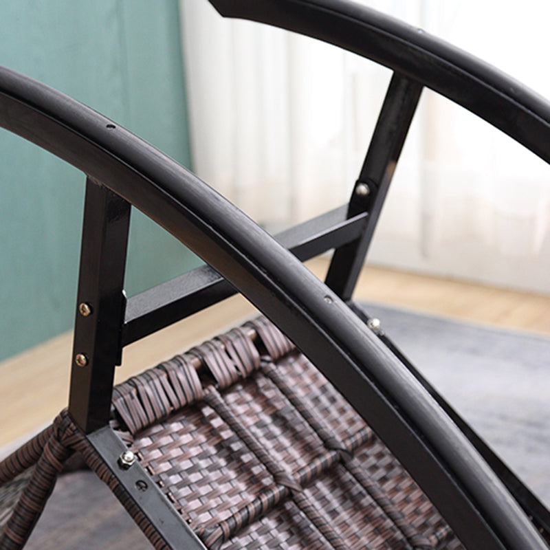 Rattan Rocker Chair Mid-Century Modern Rocking Chair with Gray Frame