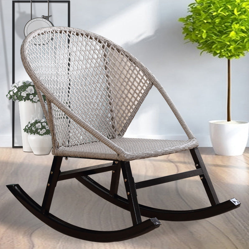 Rattan Rocker Chair Mid-Century Modern Rocking Chair with Gray Frame
