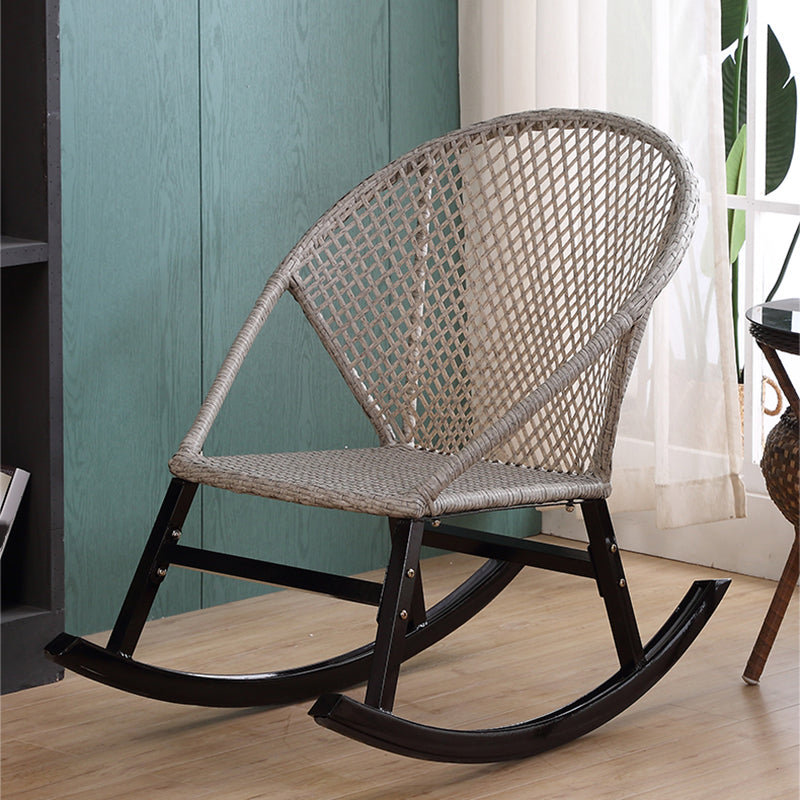 Rattan Rocker Chair Mid-Century Modern Rocking Chair with Gray Frame