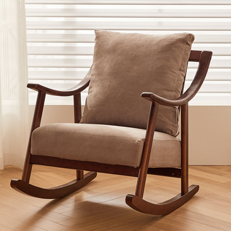 Suede and Solid Wood Rocking Chair with Padded Seat Rocker Chair Removable Cushions