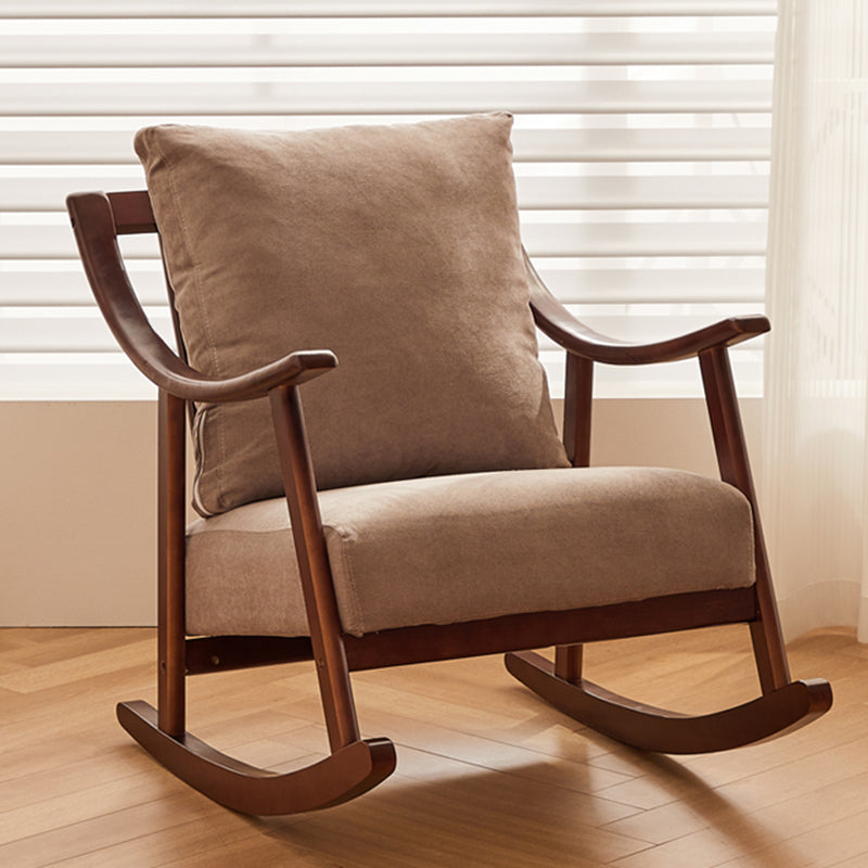 Suede and Solid Wood Rocking Chair with Padded Seat Rocker Chair Removable Cushions