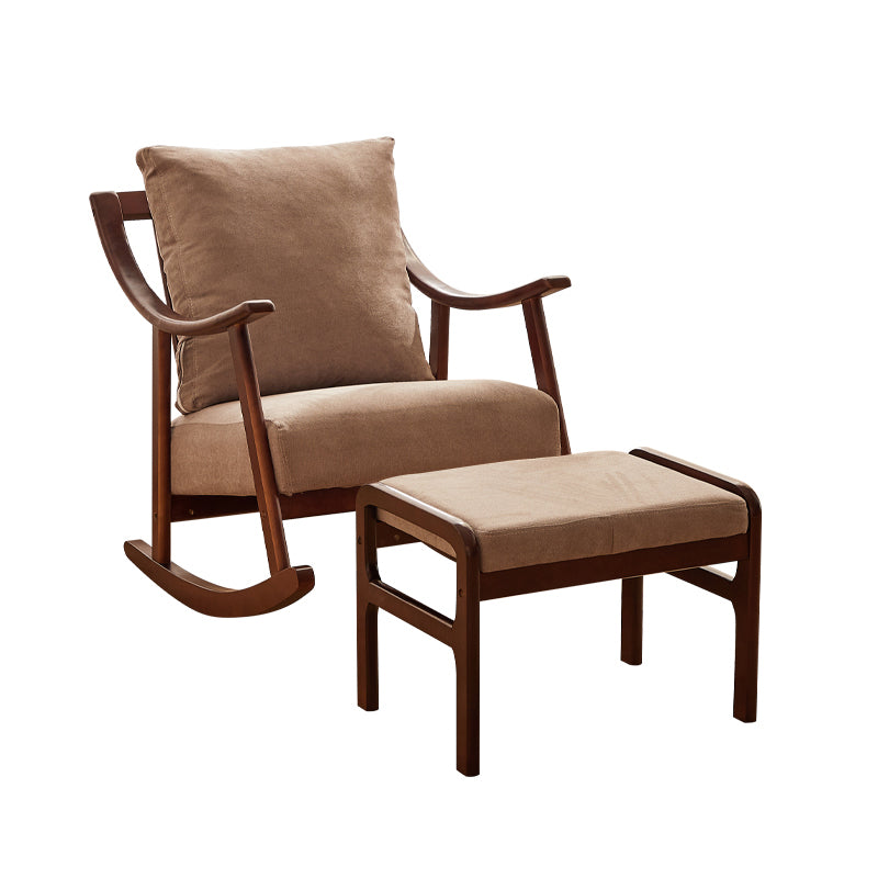 Suede and Solid Wood Rocking Chair with Padded Seat Rocker Chair Removable Cushions