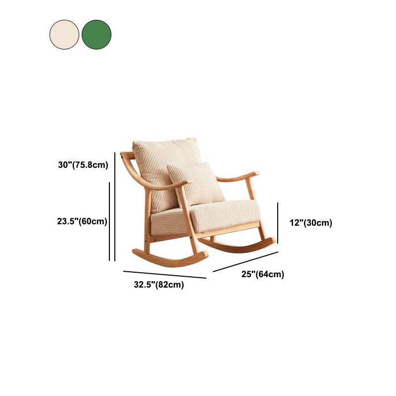 Suede and Solid Wood Rocking Chair with Padded Seat Rocker Chair Removable Cushions