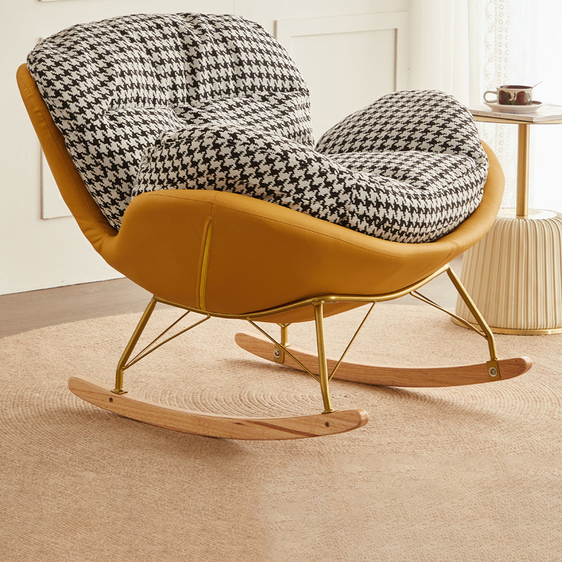 Glam Ergonomic Rocking Accent Chair with Padded Seat Rocking Chair Suede