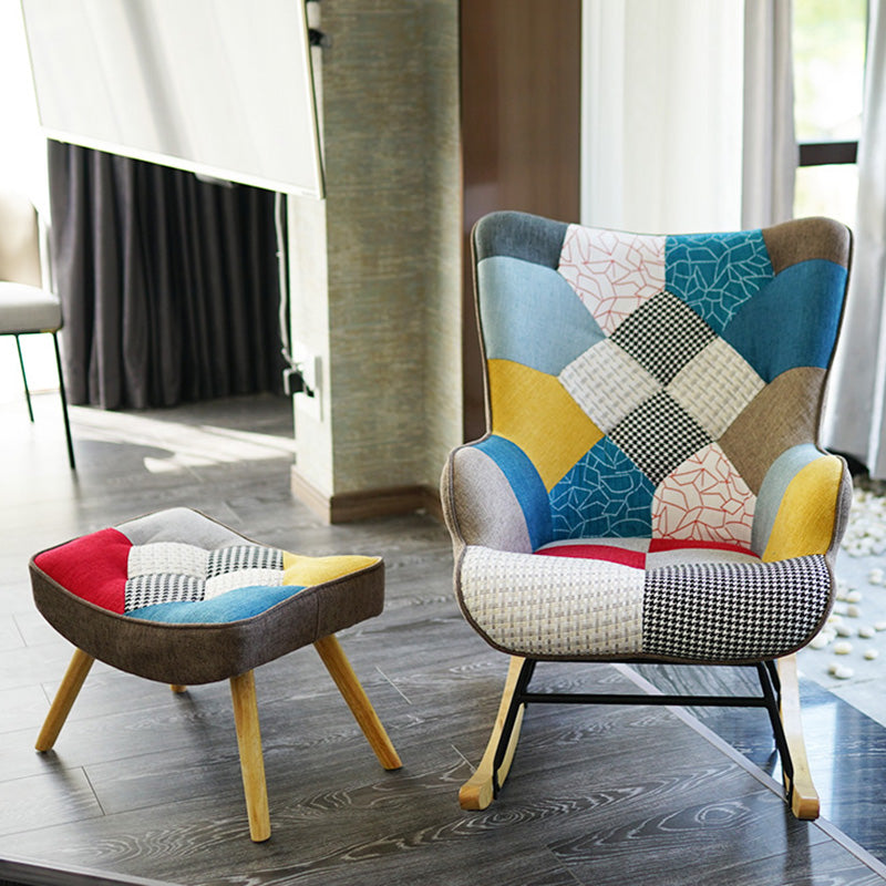 Ergonomic Contemporary Rocking Accent Chair with Seat Cushion Rocker Chair Wingback