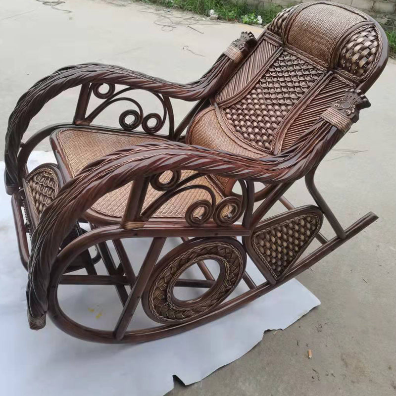 Spindle Antique Rocking Chair Wicker Rocker Chair 24" x 44.5" x  37.8" for Living Room