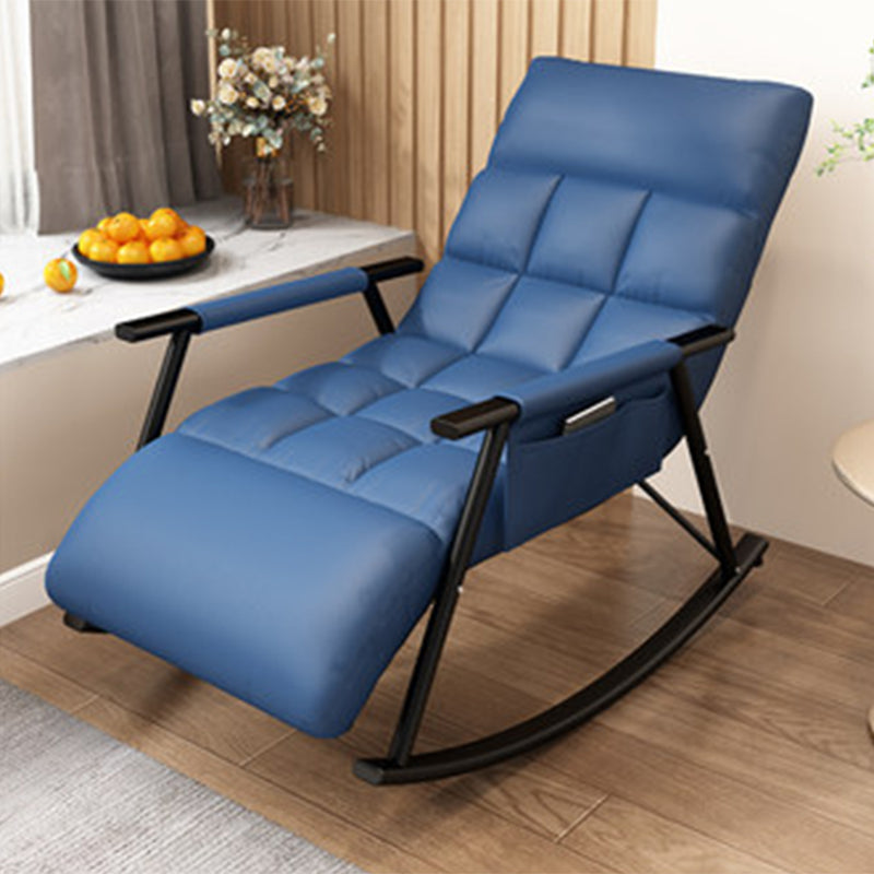 Modern Style Rocking Chair Faux Leather Upholstered Chair with Storage