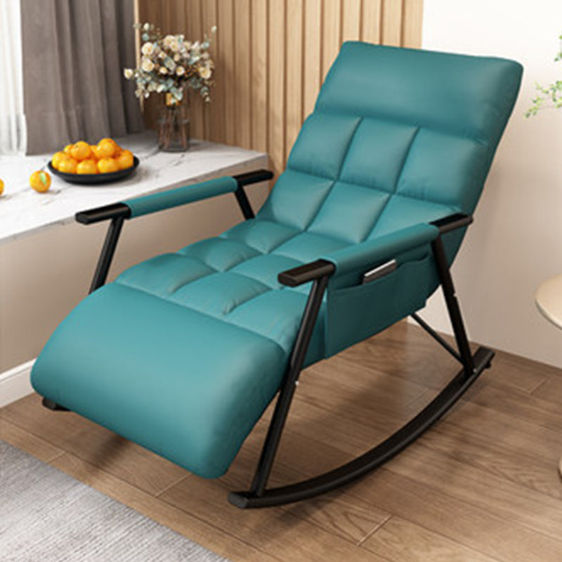 Modern Style Rocking Chair Faux Leather Upholstered Chair with Storage