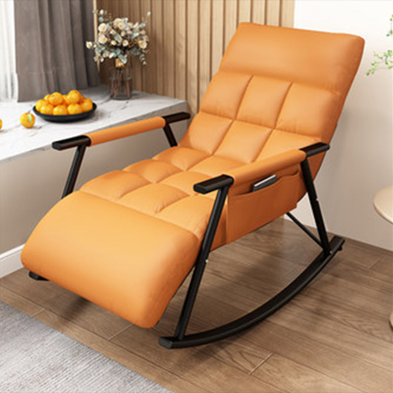 Modern Style Rocking Chair Faux Leather Upholstered Chair with Storage