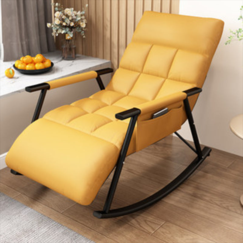 Modern Style Rocking Chair Faux Leather Upholstered Chair with Storage