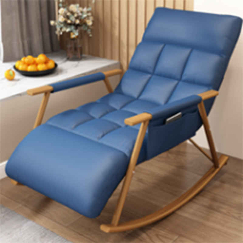 Modern Style Rocking Chair Faux Leather Upholstered Chair with Storage
