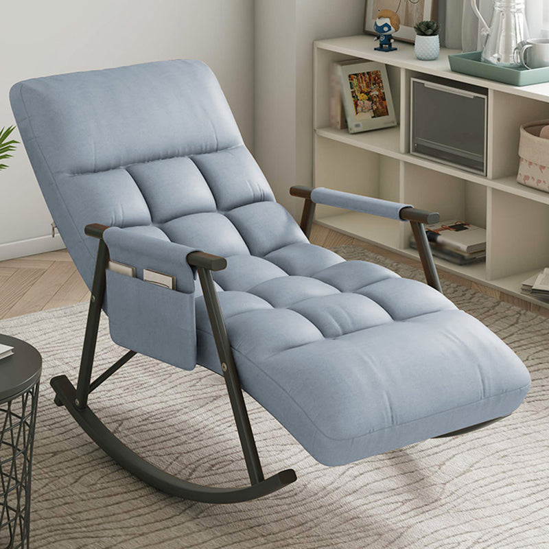 Faux Leather Upholstered Rocking Chair with Storage Rocker in Living Room