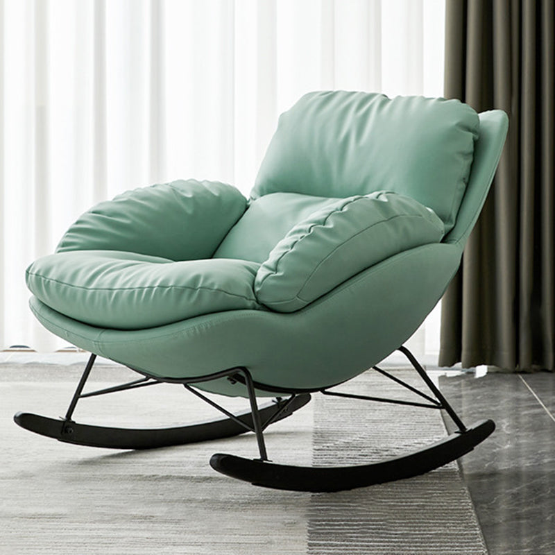 Modern Style Rocking Chair Faux Leather Upholstered Chair with Button-Tufted