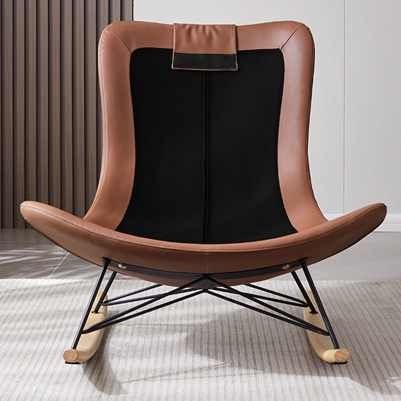 Modern Style Rocking Chair Faux Leather Upholstered Chair with Button-Tufted