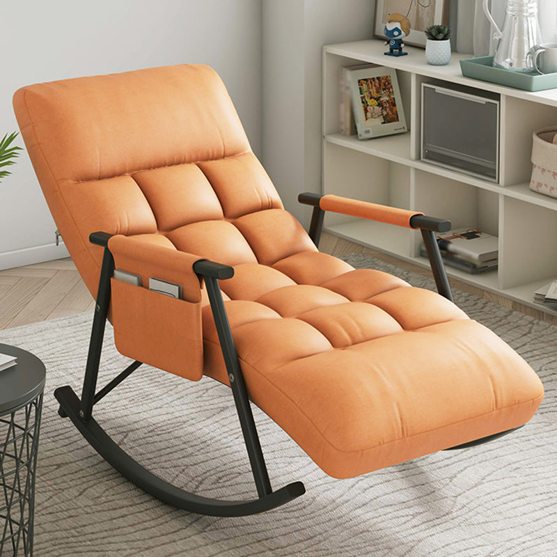 Faux Leather Rocking Chair Modern Style Rocker Chair with Storage