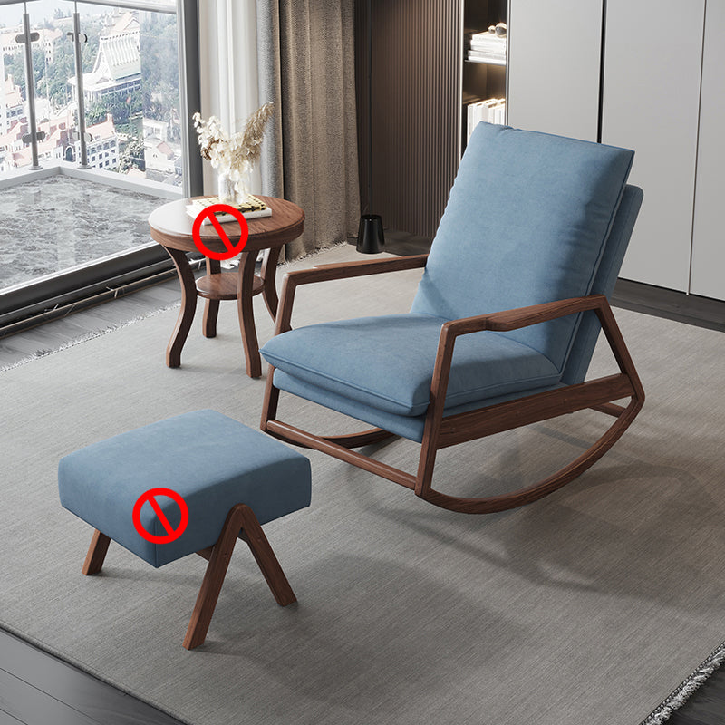 Mid-Century Modern Rocking Chair Fabric Upholstered Solid Color Porch Rocking Chair