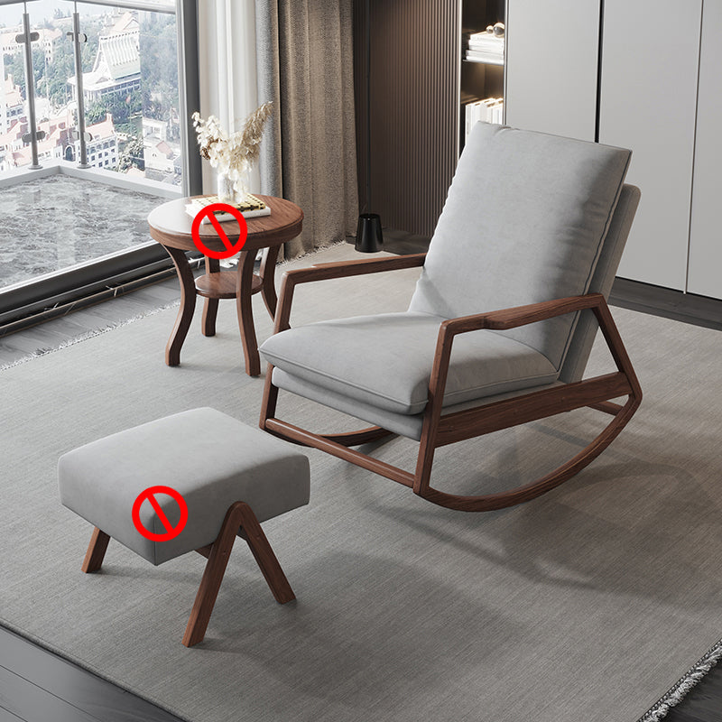 Mid-Century Modern Rocking Chair Fabric Upholstered Solid Color Porch Rocking Chair