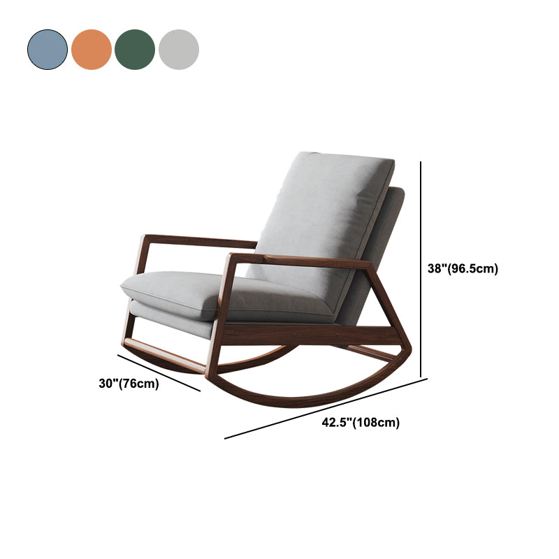 Mid-Century Modern Rocking Chair Fabric Upholstered Solid Color Porch Rocking Chair