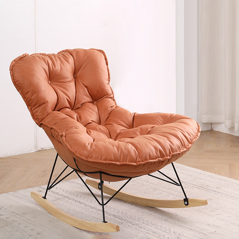 Button-Tufted Rocking Chair Modern Fabric Patchwork Rocking Chair with Ottoman