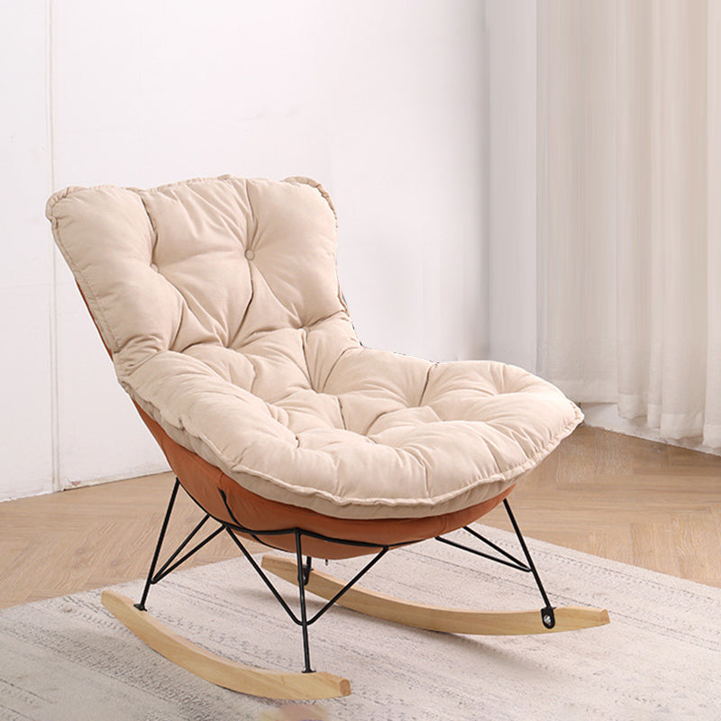 Button-Tufted Rocking Chair Modern Fabric Patchwork Rocking Chair with Ottoman