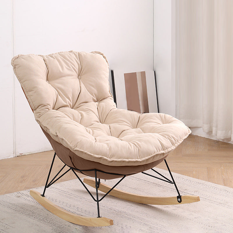 Button-Tufted Rocking Chair Modern Fabric Patchwork Rocking Chair with Ottoman