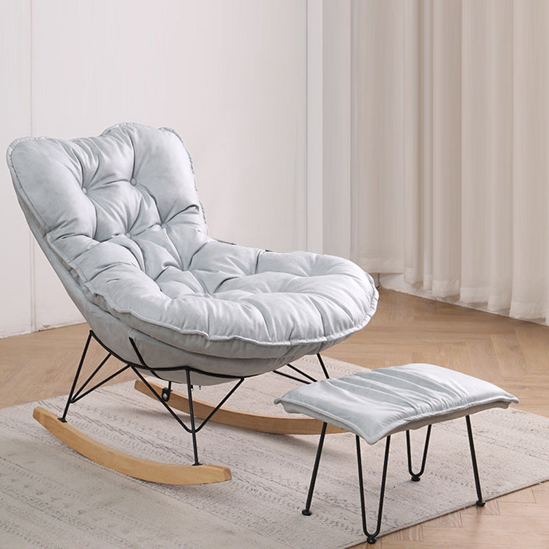 Button-Tufted Rocking Chair Modern Fabric Patchwork Rocking Chair with Ottoman