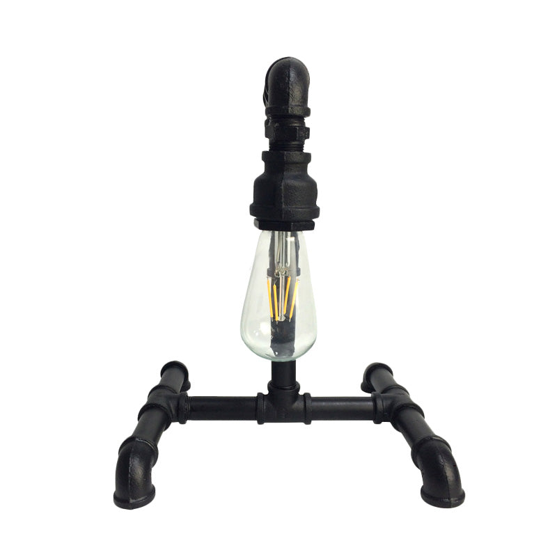 Kupfer/Schwarz 1 Leichte kleine Schreibtischlampe Vintage Eisen exponierte Glühbirnen-Stecker im Nachttischleuchten mit rohrähnlicher Basis