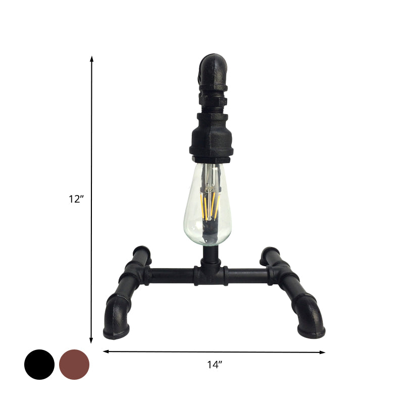 Kupfer/Schwarz 1 Leichte kleine Schreibtischlampe Vintage Eisen exponierte Glühbirnen-Stecker im Nachttischleuchten mit rohrähnlicher Basis