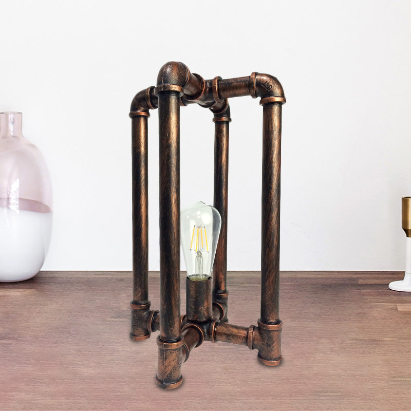 Fer Rust Task Lighting Cross Pipe 1 tête lampe de nuit industrielle avec cordon plug-in pour restaurant