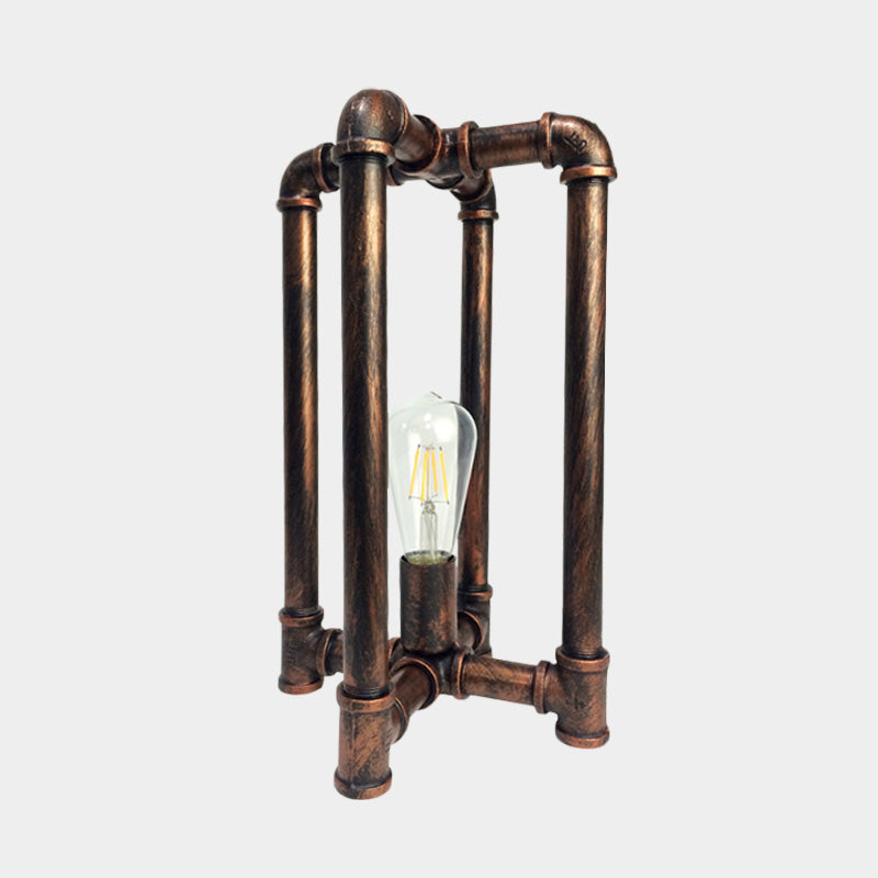 Fer Rust Task Lighting Cross Pipe 1 tête lampe de nuit industrielle avec cordon plug-in pour restaurant