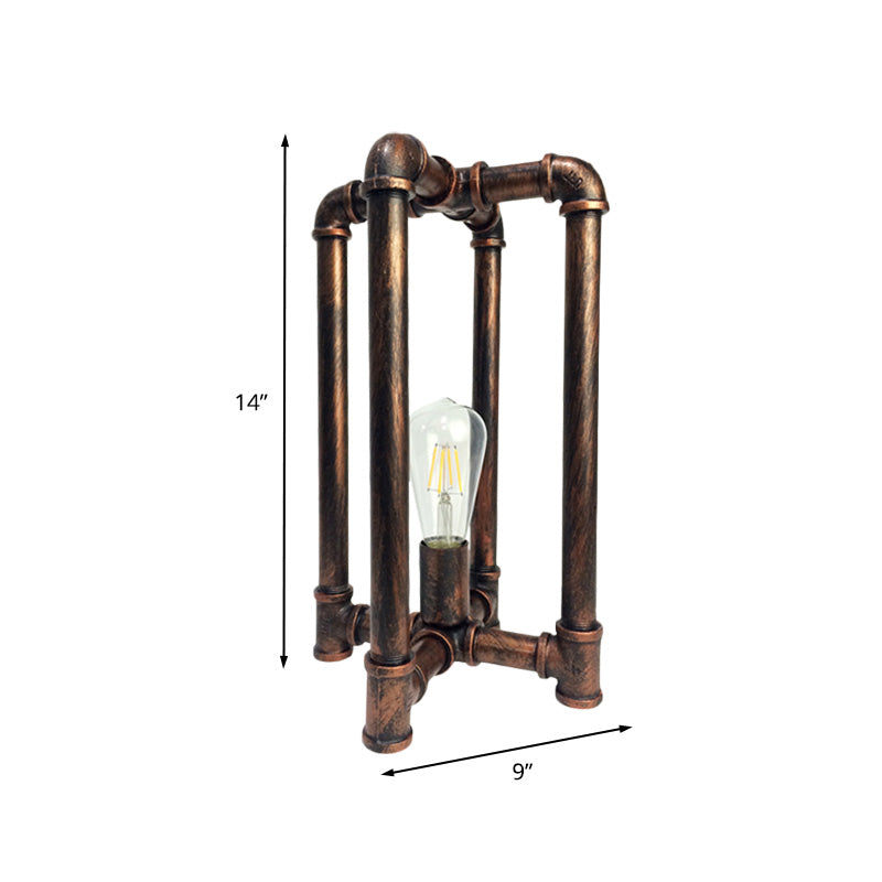 Fer Rust Task Lighting Cross Pipe 1 tête lampe de nuit industrielle avec cordon plug-in pour restaurant