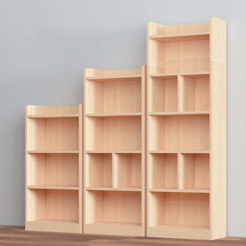 Contemporary Wooden Vertical Book Shelf Closed Back Brown Shelf Bookcase for Study Room