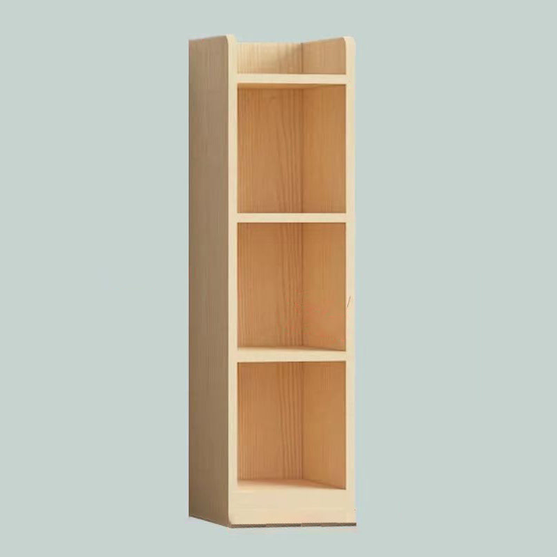 Contemporary Wooden Vertical Book Shelf Closed Back Brown Shelf Bookcase for Study Room
