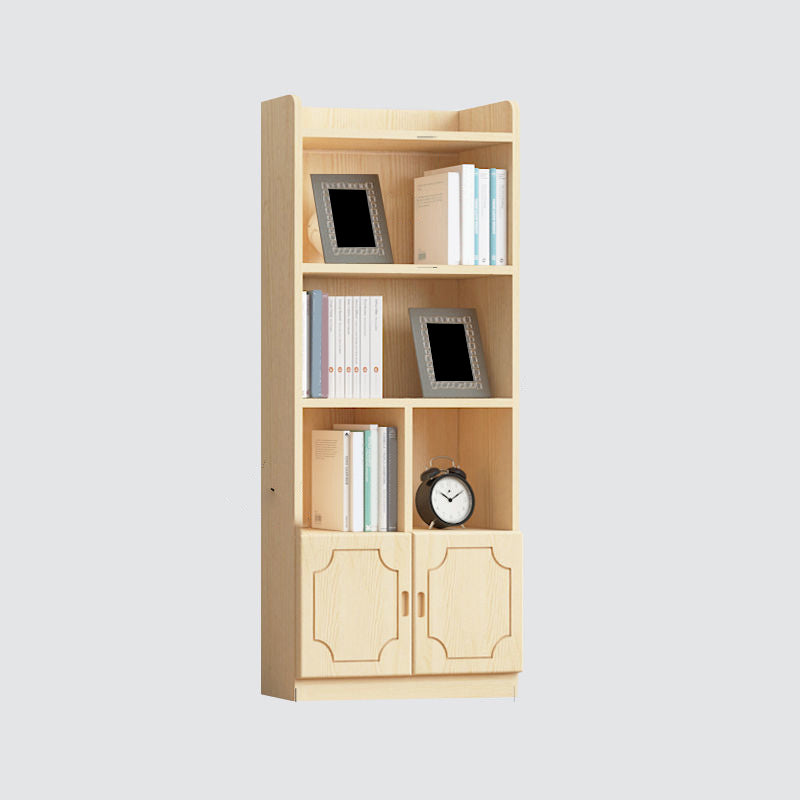 Contemporary Wooden Vertical Book Shelf Closed Back Brown Shelf Bookcase for Study Room