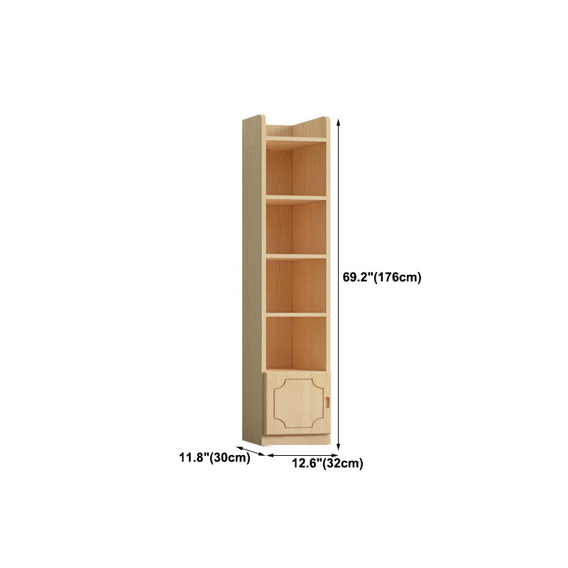 Contemporary Wooden Vertical Book Shelf Closed Back Brown Shelf Bookcase for Study Room
