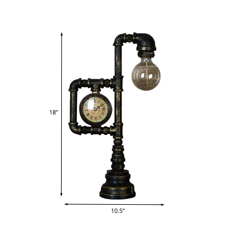 Black 1 Light Table Lighting Farmhouse Iron Water Pipe Lampone con indicatore per sala da studio