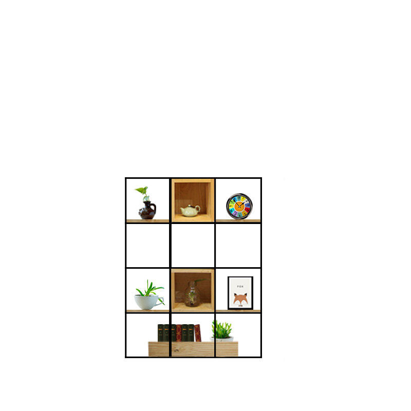 Modern Solid Wood Bookshelf Metal Etagere Bookshelf Open Back 9.8" W