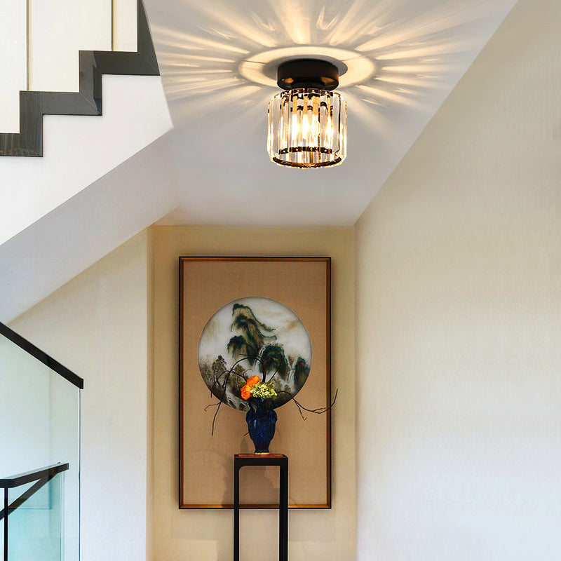 Crystal Geometric Flush Mount Lights Contemporary Style 1 Light Flush Mount Fixture