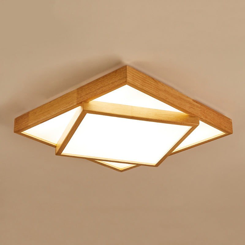 Wood Square Flush Mount Lights Contemporary Style Multi Lights Flush Mount Lighting