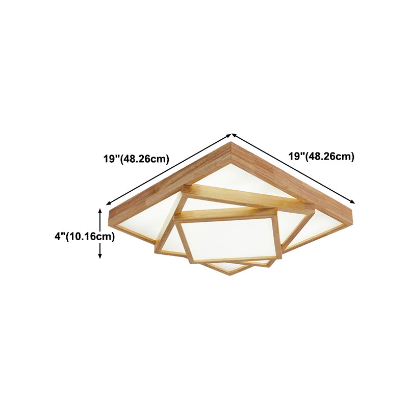 Wood Square Flush Mount Lights Contemporary Style Multi Lights Flush Mount Lighting