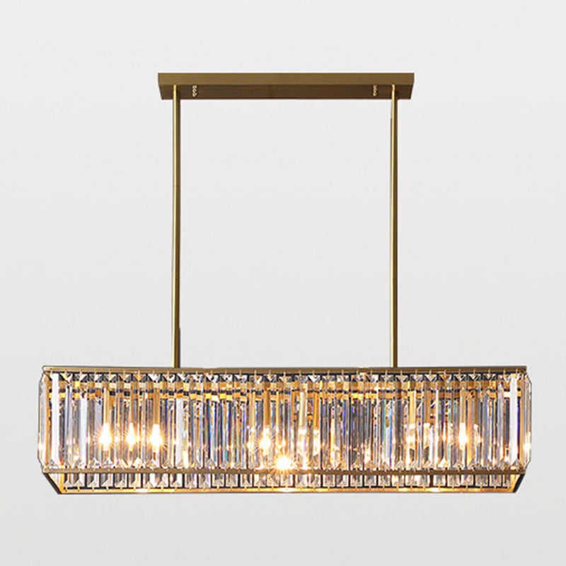Modern Style Rectangle Shape Island Lights Crystal 3/4 Lights Pendant Light in Gold