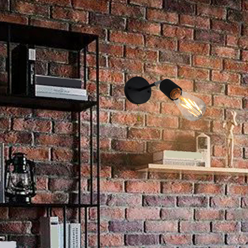 Industrial Tapered Shape Wall Mount Light Fixture Metal 1 Light Sconce Lamp in Black
